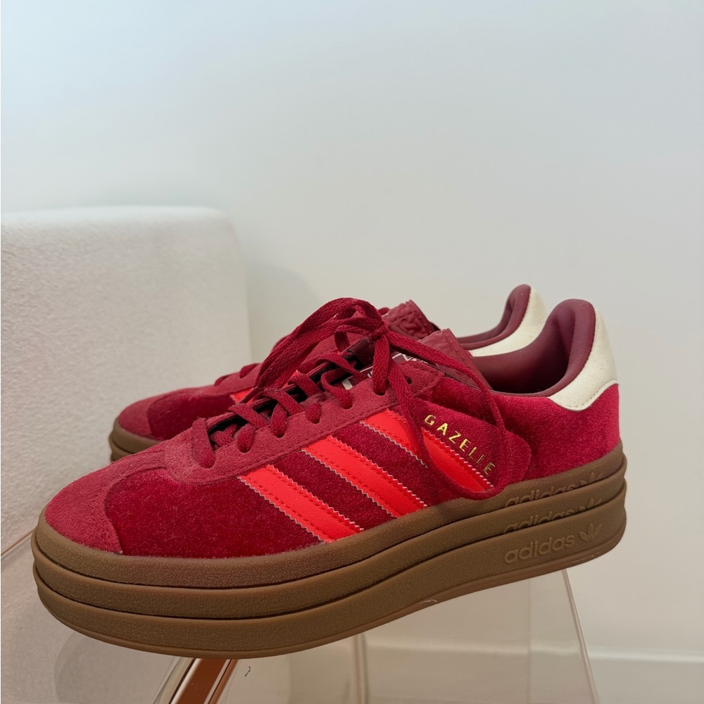 adidas Gazelle Platform Sneakers in Burgundy and Red